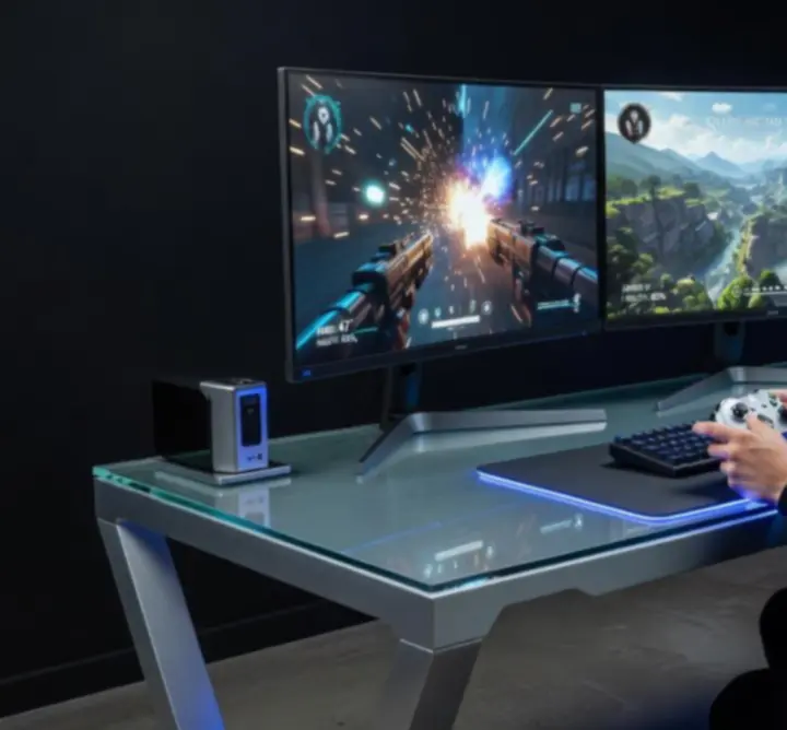 Joueur Xbox profitant d'une exp&eacute;rience immersive Solstice Sact avec setup moderne